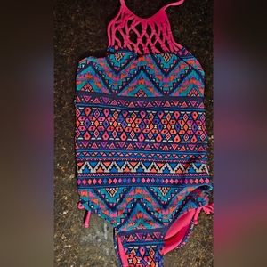 Girl's size 10 high neck halter one piece